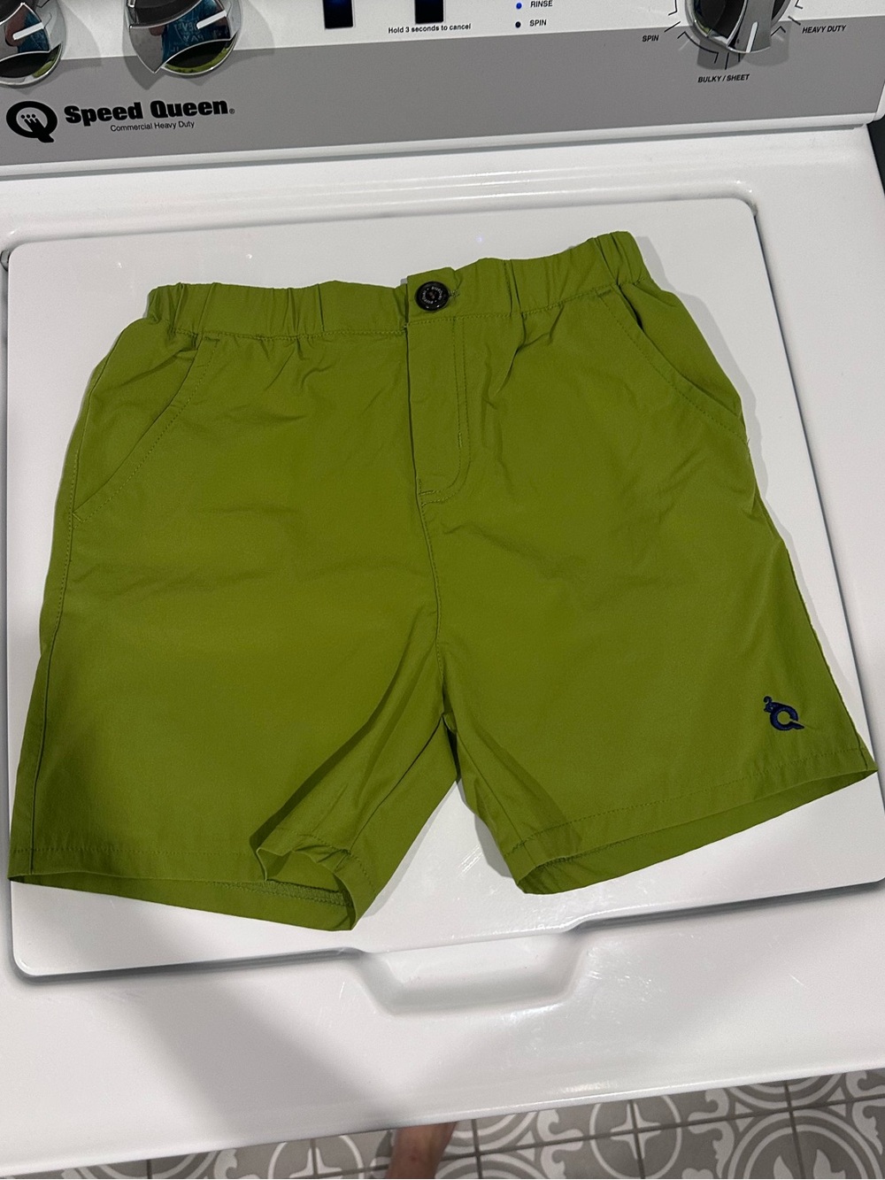 Blue Quail Kids Olive Green Elastic-Waist Shorts with Button